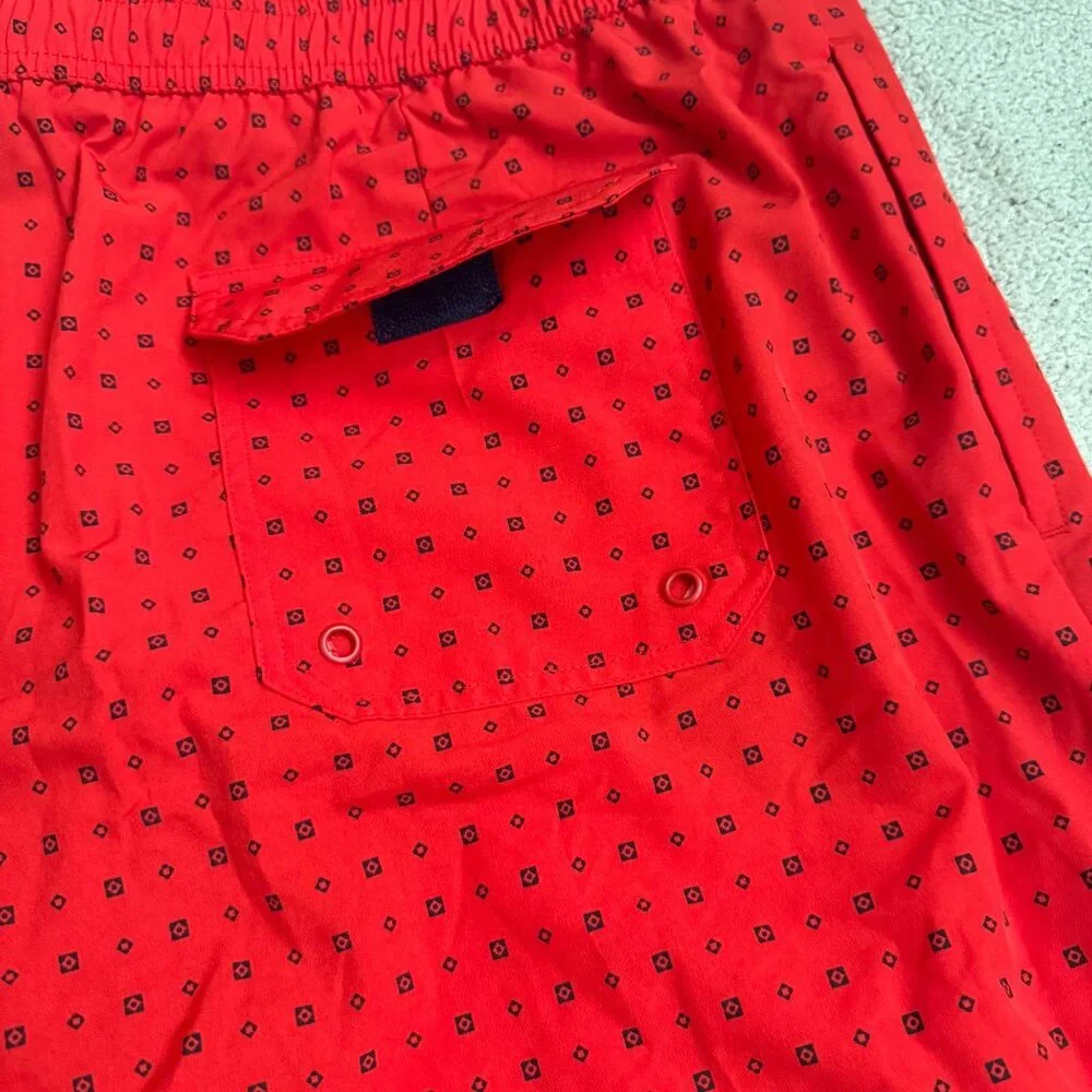 Michael Kors Mens Red Patterned Swim Shorts XXL‎ Drawstring Closure lightweight